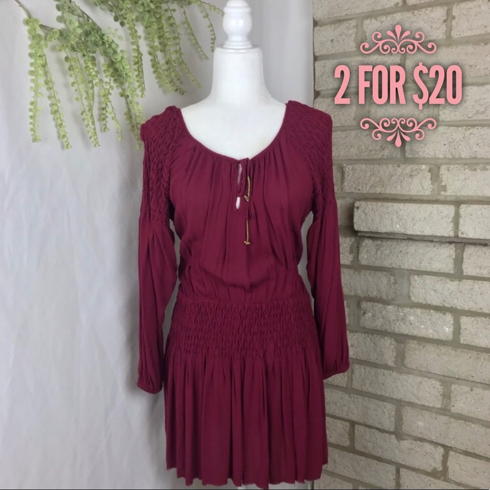 2 for $20/ Free People Maroon Blouson Dress